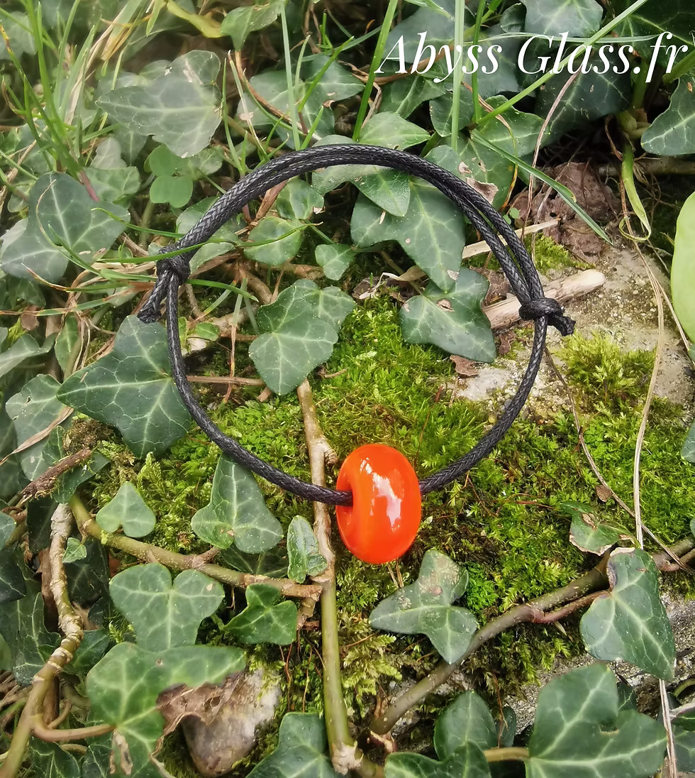 Bracelet avec perle orange en verre de Murano fabriquée à la main